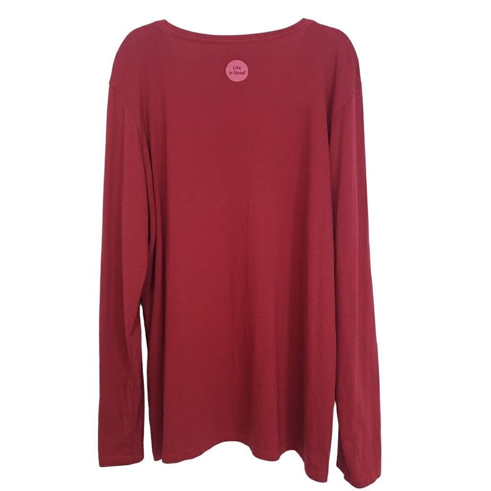 Life is Good Crusher Tee Snowflake Hearts Cotton Red Long Sleeve Womens Size XL - Picture 8 of 12